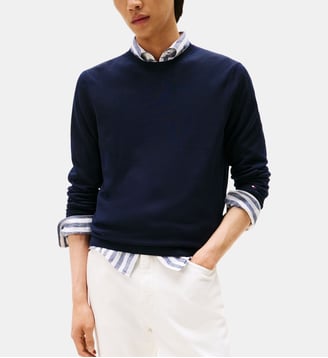 Pull en laine mérinos - Tommy Hilfiger - Bleu marine