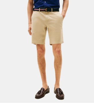 Bermuda Brooklyn droit ceinturé twill coton stretch - Tommy Hilfiger - Beige