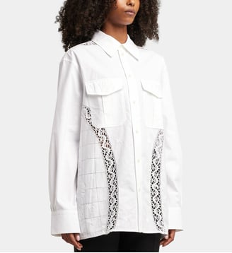 Chemise droite Signature et broderies coton - Marine Serre - Blanc