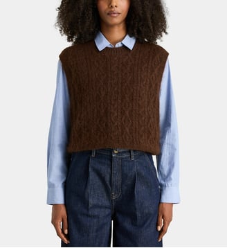 Pull Monocle sans manches en laine - Jodhpur - Marron