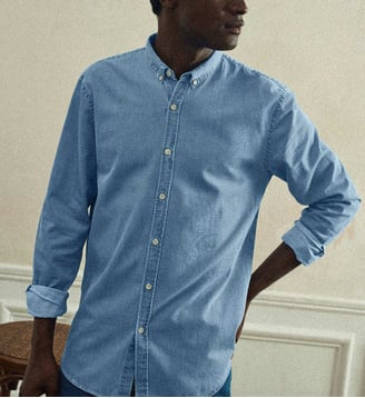 Chemise droite College - Balibaris - Bleu denim