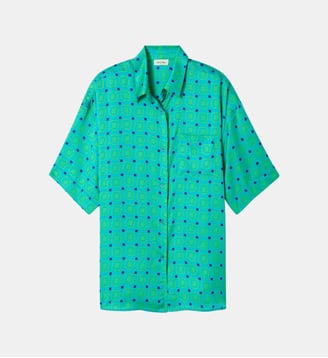 Chemisette ample florale - American Vintage - Vert et bleu