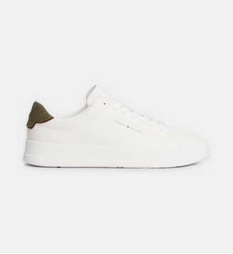 Baskets basses en cuir - Tommy Hilfiger - Blanc et kaki