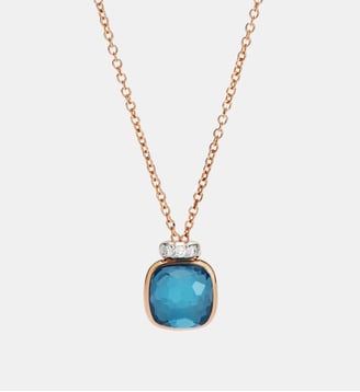 Collier avec pendentif Mini - Topaze bleu Londres et diamants - Pomellato - Bleu