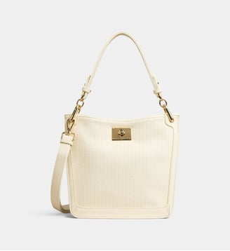 Sac hobo Kentucky Fantasia XS enduit et tressé fin - Mac Douglas - Ivoire
