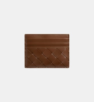 Porte-cartes Intrecciato cuir - Bottega Veneta - Bordeaux et marron