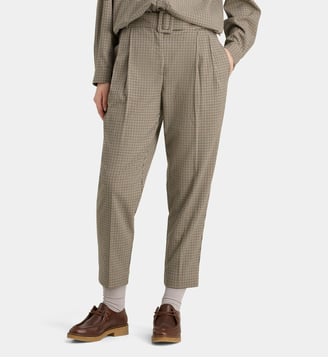 Pantalon carotte Clotaire Chk à carreaux - Galeries Lafayette - Marron et noir