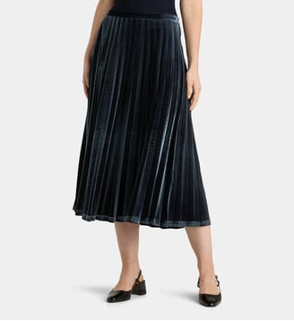 Jupe Dorothy plissée longue - Galeries Lafayette - Bleu nuit