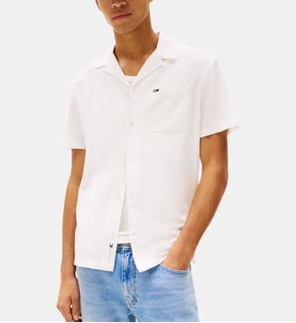 Chemisette droite coton et lin - Tommy Hilfiger - Écru