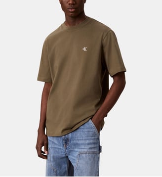 T-shirt droit coton monogramme - Calvin Klein - Kaki moyen