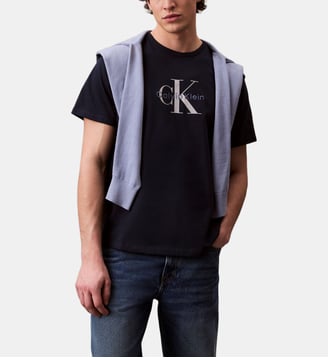 T-shirt Hero signature en coton - Calvin Klein - Bleu marine