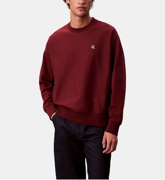 Sweat droit signature en coton mélangé - Calvin Klein - Bordeaux