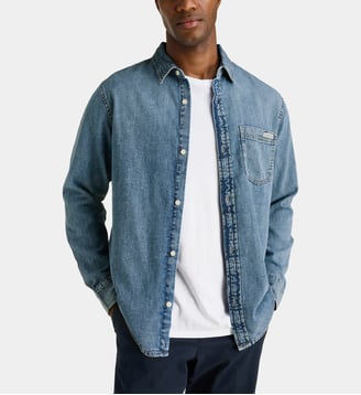 Chemise classique en coton denim - Calvin Klein - Bleu vintage