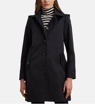 Parka droite courte en coton mélangé - Lauren Ralph Lauren - Bleu marine