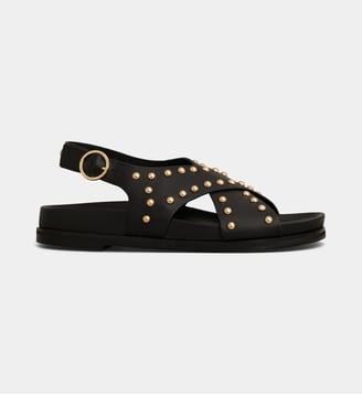Sandales Calypso en cuir avec clous - Cosmoparis - Noir