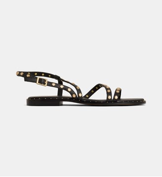 Sandales plates Cilya coquillages cuir - Cosmoparis - Noir