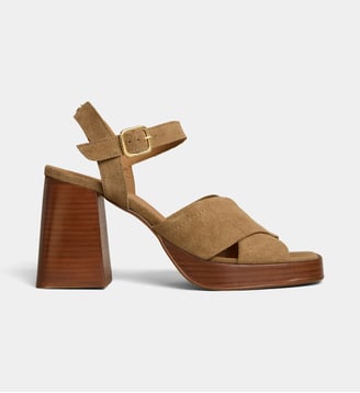 Sandales à talons Priska cuir velours - Cosmoparis - Taupe
