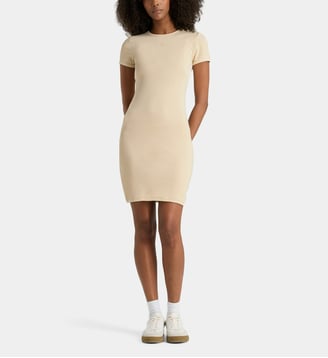 Robe ajustée courte en coton - Calvin Klein - Beige clair