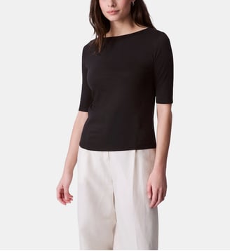Top slim à manches 3/4 en coton - Calvin Klein - Noir