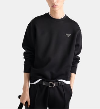Sweat droit en coton - Prada - Noir
