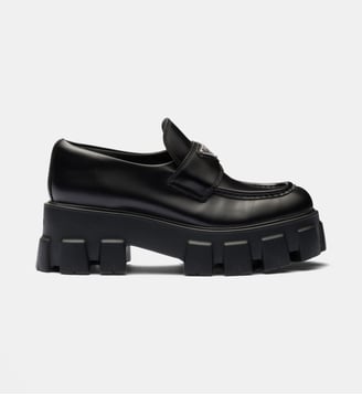 Mocassins Monolith en cuir brossé - Prada - Noir