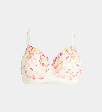 Soutien-gorge Folie d'Eté à motifs fleuris brodés - Lise Charmel - Blanc et rose
