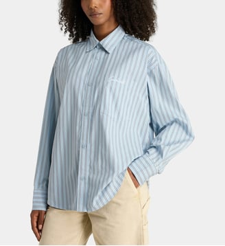 Chemise ample Grimsby rayée en coton - Carhartt WIP - Bleu et blanc