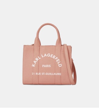 Sac cabas Mini Rue St Guillaume Square en coton - Karl Lagerfeld - Rose clair