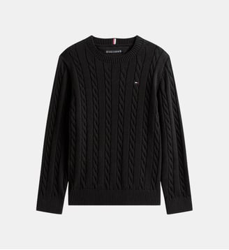Pull signature torsadé en coton - Tommy Hilfiger - Noir