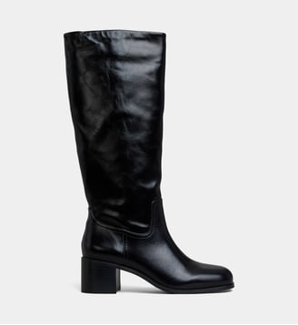 Bottes tubes à talons Astrid cuir - Galeries Lafayette - Noir