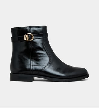 Bottines plates Armelle en cuir - Galeries Lafayette - Noir