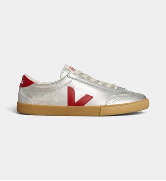 Baskets basses Volley O.T. en cuir métallisé - Veja - Argent et rouge