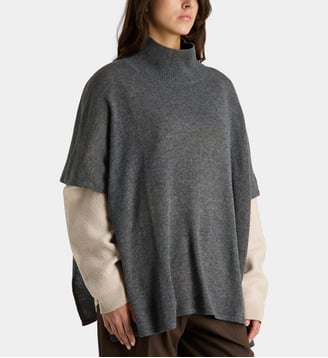 Poncho Sam ample en laine - Galeries Lafayette - Gris chine