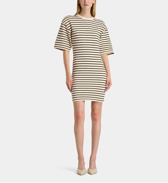 Robe ajustée courte Mona rayée en coton - Anine Bing - Écru et noir