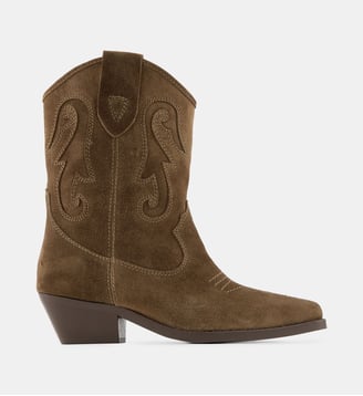 Boots western Aya en cuir - Galeries Lafayette - Marron