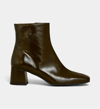 Bottines Angèle en cuir craquelé - Galeries Lafayette - Kaki