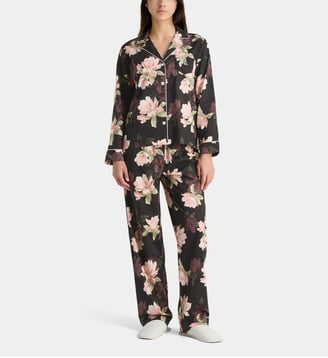 Pyjama long en coton - Lauren Ralph Lauren - Noir