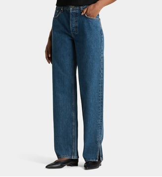 Jean Roy 31" droit et composé de coton délavé - Anine Bing - Bleu denim
