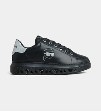 Baskets basses Kapri Kite Outline en cuir - Karl Lagerfeld - Noir et argent