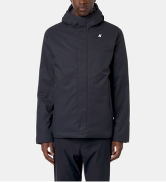 Veste Jacko Twill Marmotta droite mi-longue à capuche - K-Way - Bleu marine foncé