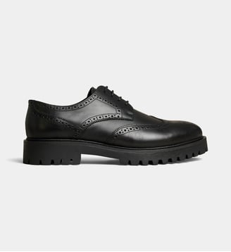 Derbies Malcolm bout fleuri en cuir - Comptoir GL - Noir