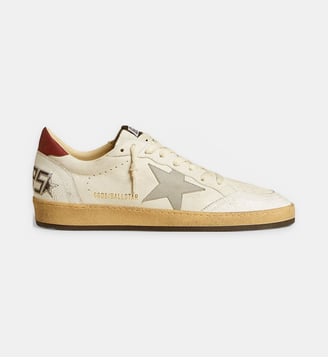 Baskets basses Ball Star en cuir - Golden Goose - Blanc et rouge