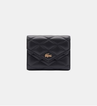 Portefeuilles à rabat en cuir signature - Lacoste - Noir