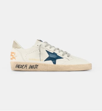 Baskets basses Ballstar cuir nappa - Golden Goose - Écru et bleu
