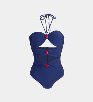 Maillot de bain 1 pièce fines bretelles - Eau - Bleu violet