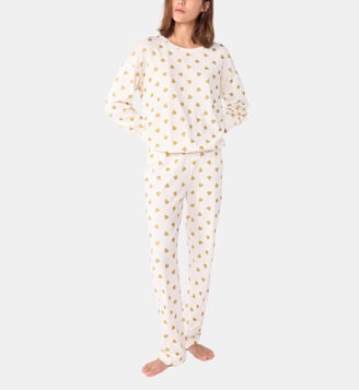 Pyjama Cluster long en coton - Petit Bateau - Écru