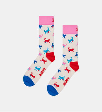 Chaussettes classiques Kitten Love en coton - Happy Socks - Blanc et multicolore