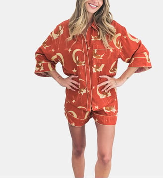 Pyjashort en coton à motif - Chelsea Peers - Orange