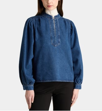 Tunique droite en coton denim - Garance Paris - Bleu