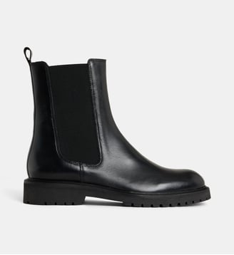 Boots Chelsea plates Arielle cuir - Galeries Lafayette - Noir